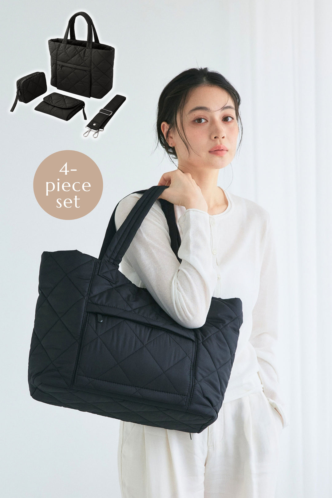 【中古】AMELIE キルティングマザーズバッグ 3点セット AMELIE キルティングマザーズバッグ【セット】 – THEA THEA